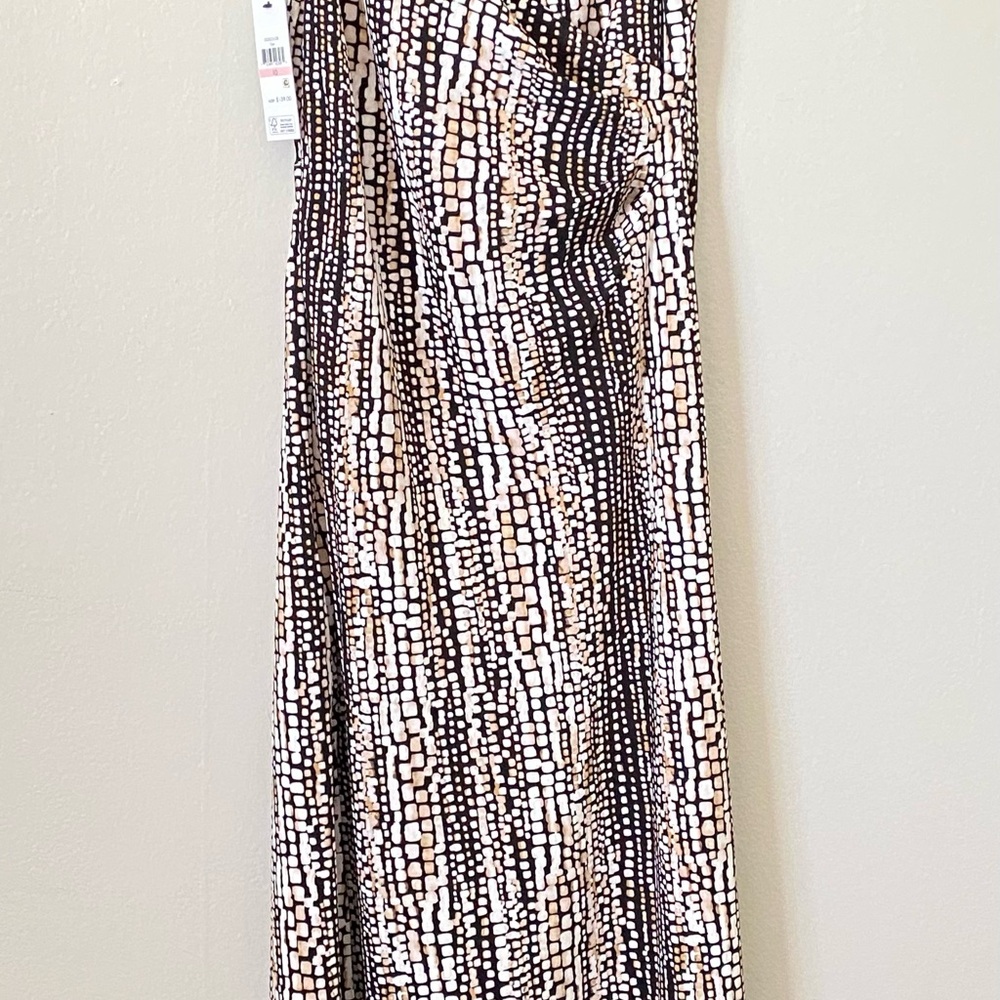 NWT DKNY Abstract Print Cowl Neck Maxi Slip Dress Size 10 Reversible Sides